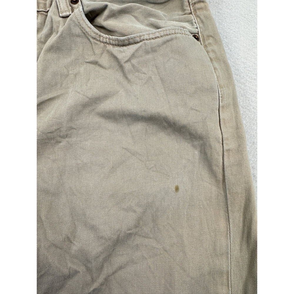 Distressed Levis 505 Regular Fit Khaki Tan Cotton Jeans Mens 38x34 (38x33) - Picture 9 of 13